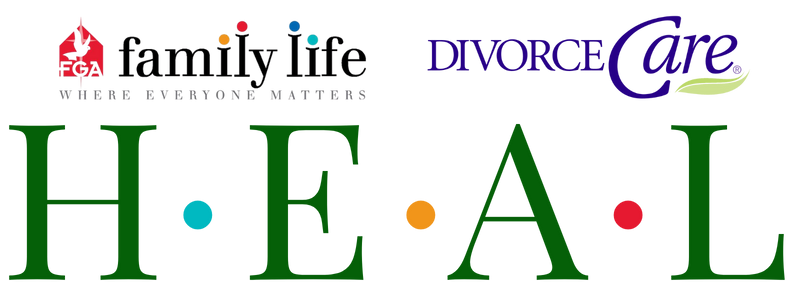 H.E.A.L, Family Life, and DivorceCare Logo
